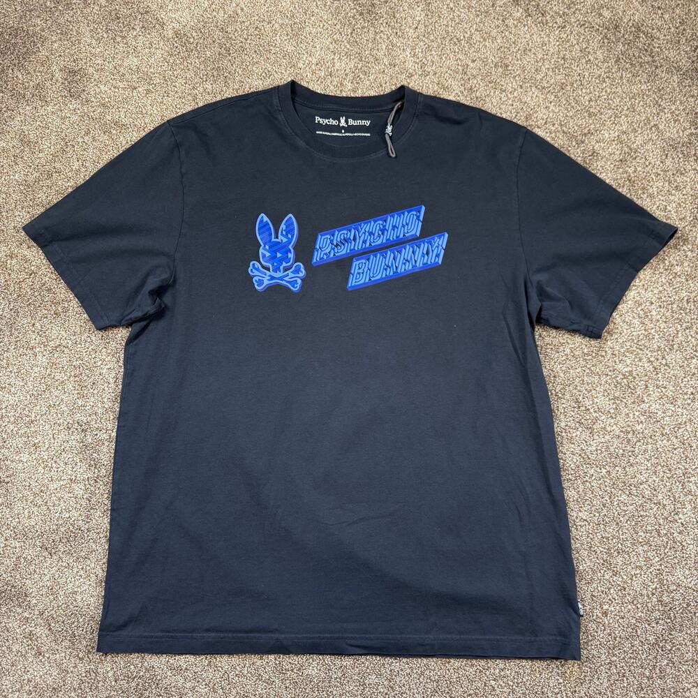 Psycho Bunny Charcoal Gray Shirt Blue Bunny Logo Size 9 / XXXL Excellent Graphic